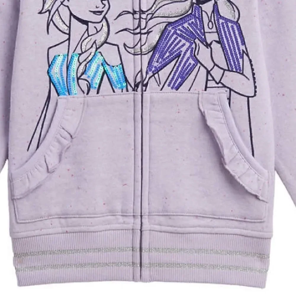 NEW! NWT DISNEY FROZEN Kids Hoodie and Tee 2 Piece Set, Purple - Picture 3 of 12